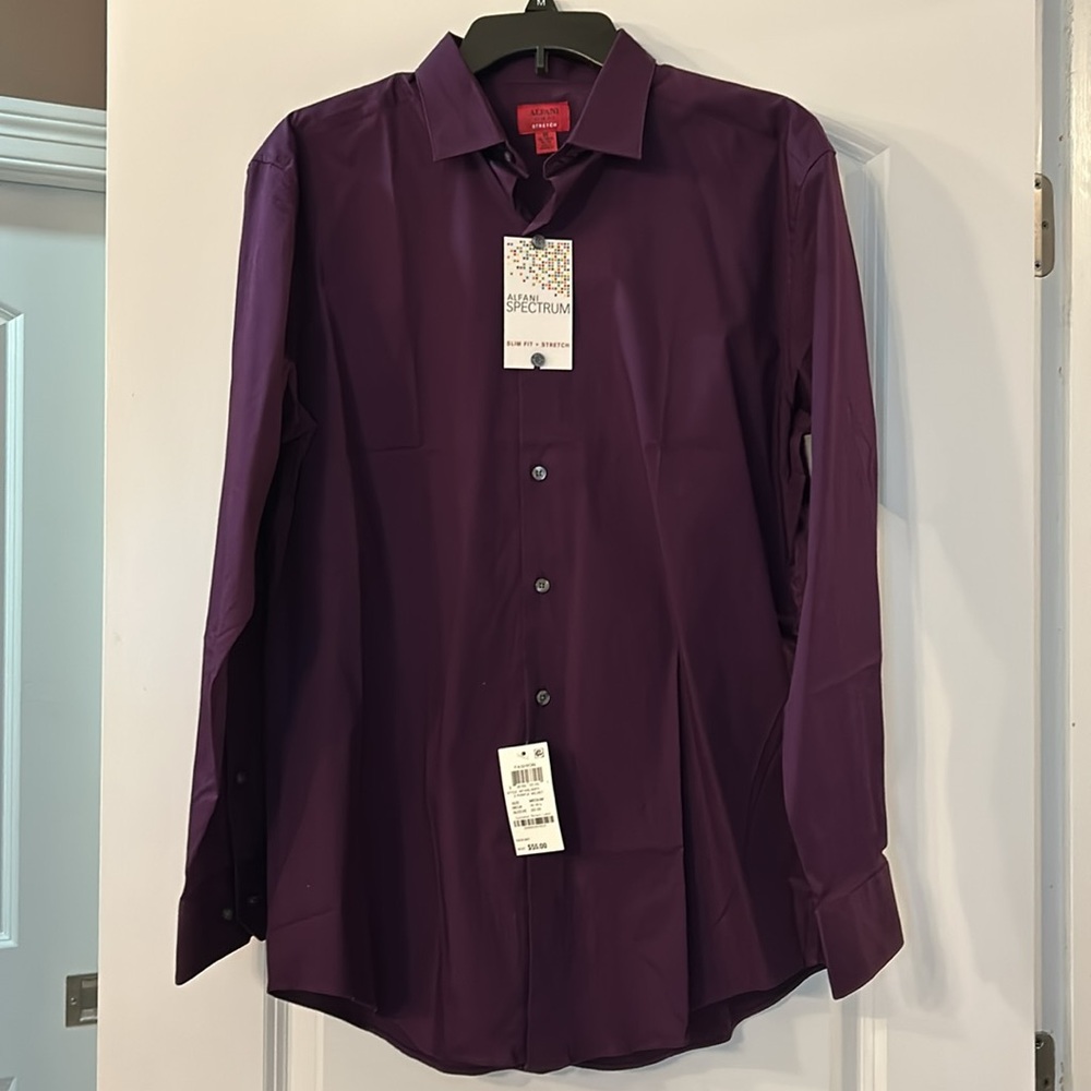 NWT Alfani Spectrum Slim Fit Stretch Dress Shirt - M